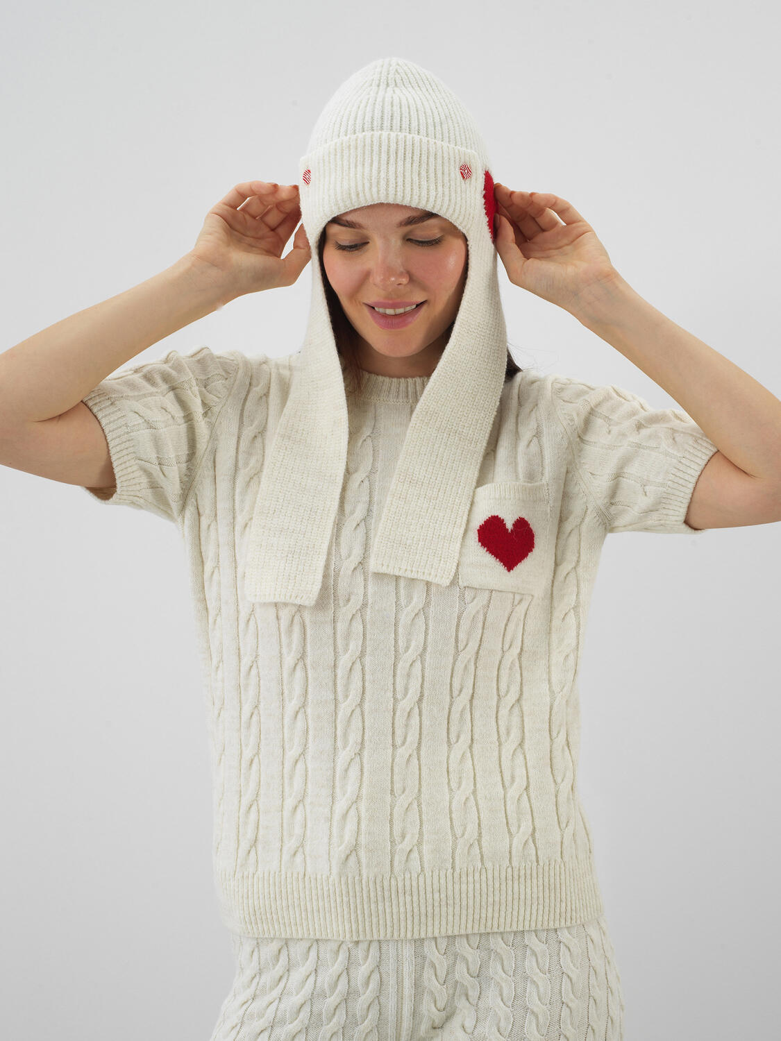 Ecru Natural Wool Textured Standard Fit Beret - 3