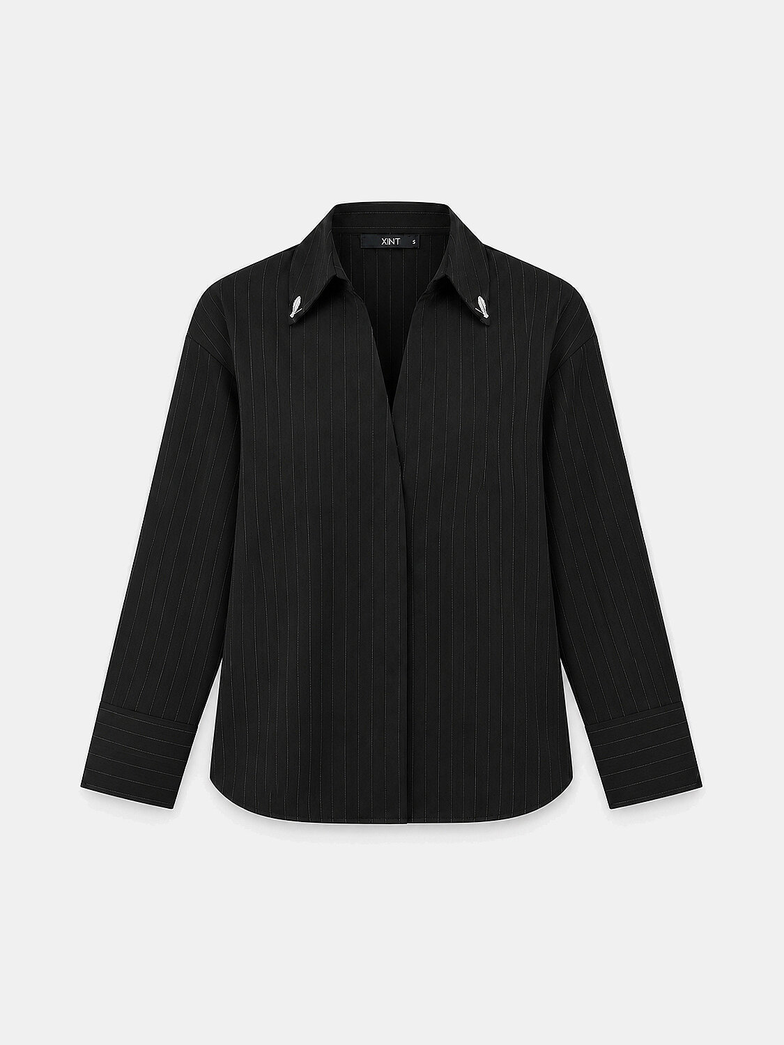 Black Flexible Textured Oversize Blouse