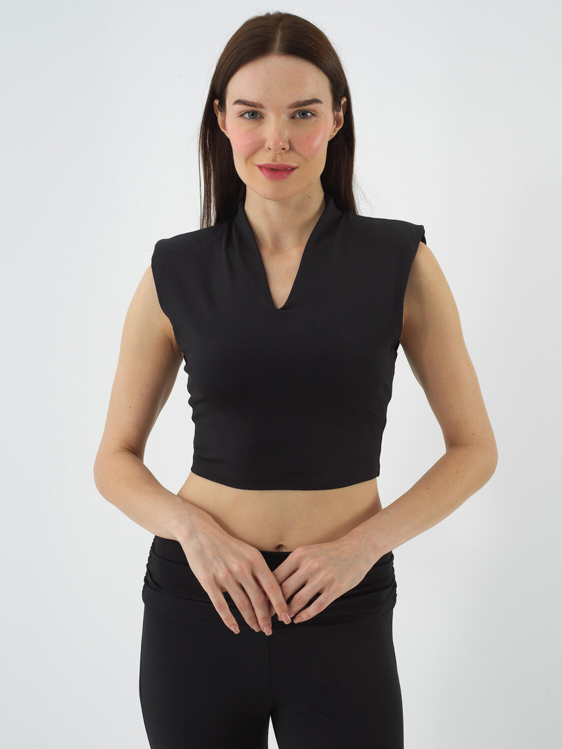 Black Flexible Textured Regular Fit Blouse