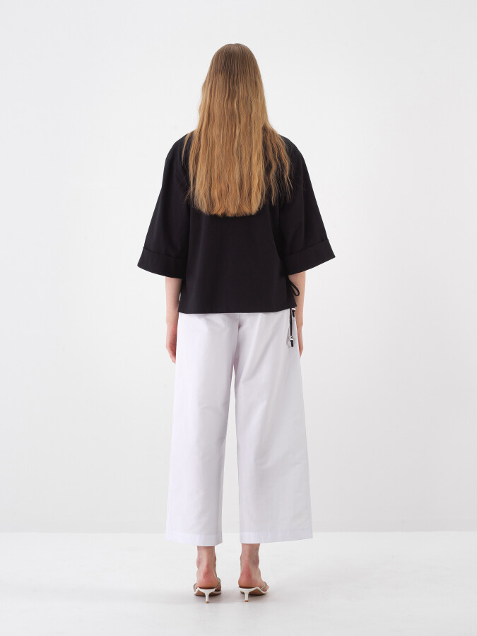 Black Oversize Cotton Blouse - 5