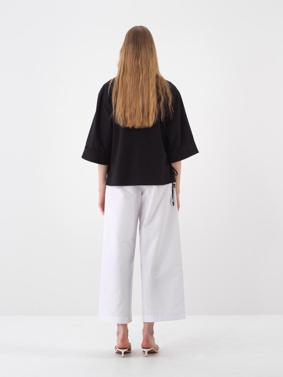 Black Oversize Cotton Blouse - 5