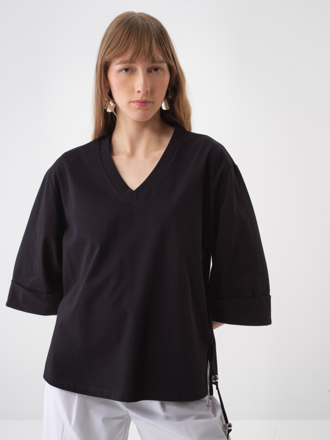 Black Oversize Cotton Blouse