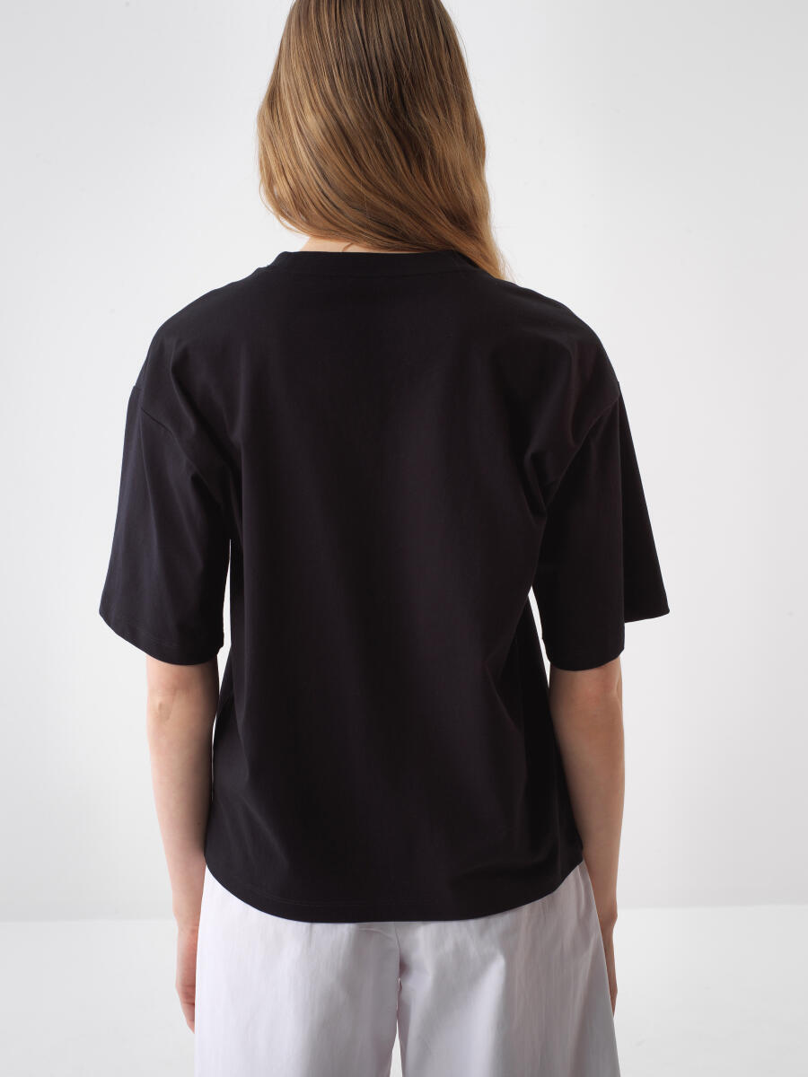 Black Oversize Cotton Blouse - 4