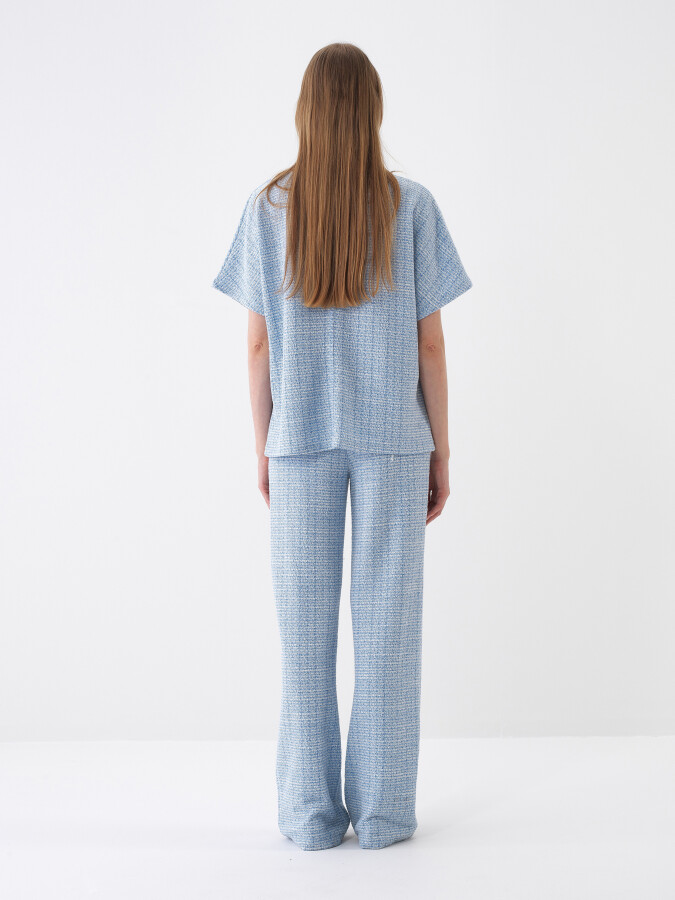 Blue Oversize Cotton Blouse - 4