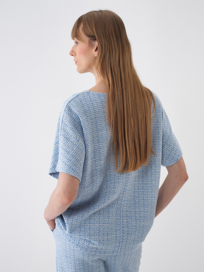 Blue Oversize Cotton Blouse - 3