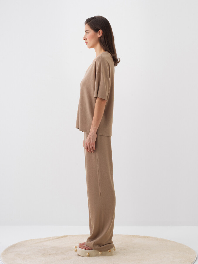 Camel Oversize Cotton Blouse - 3