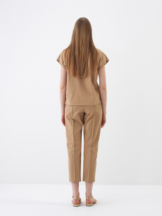 Camel Oversize Cotton Blouse - 5