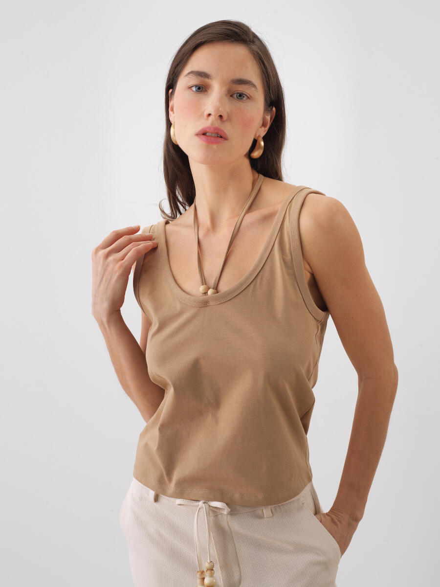Camel Regular Fit Cotton Blouse - 1