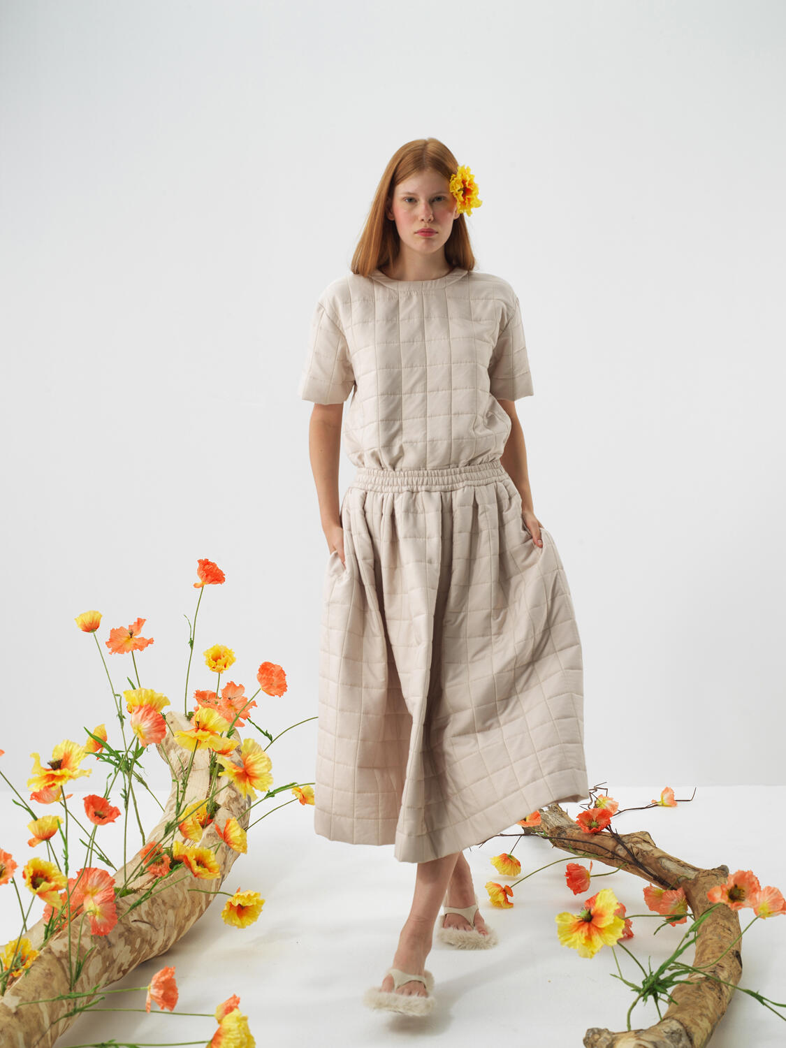 Natural Quilted Textured Oversize Blouse - 5