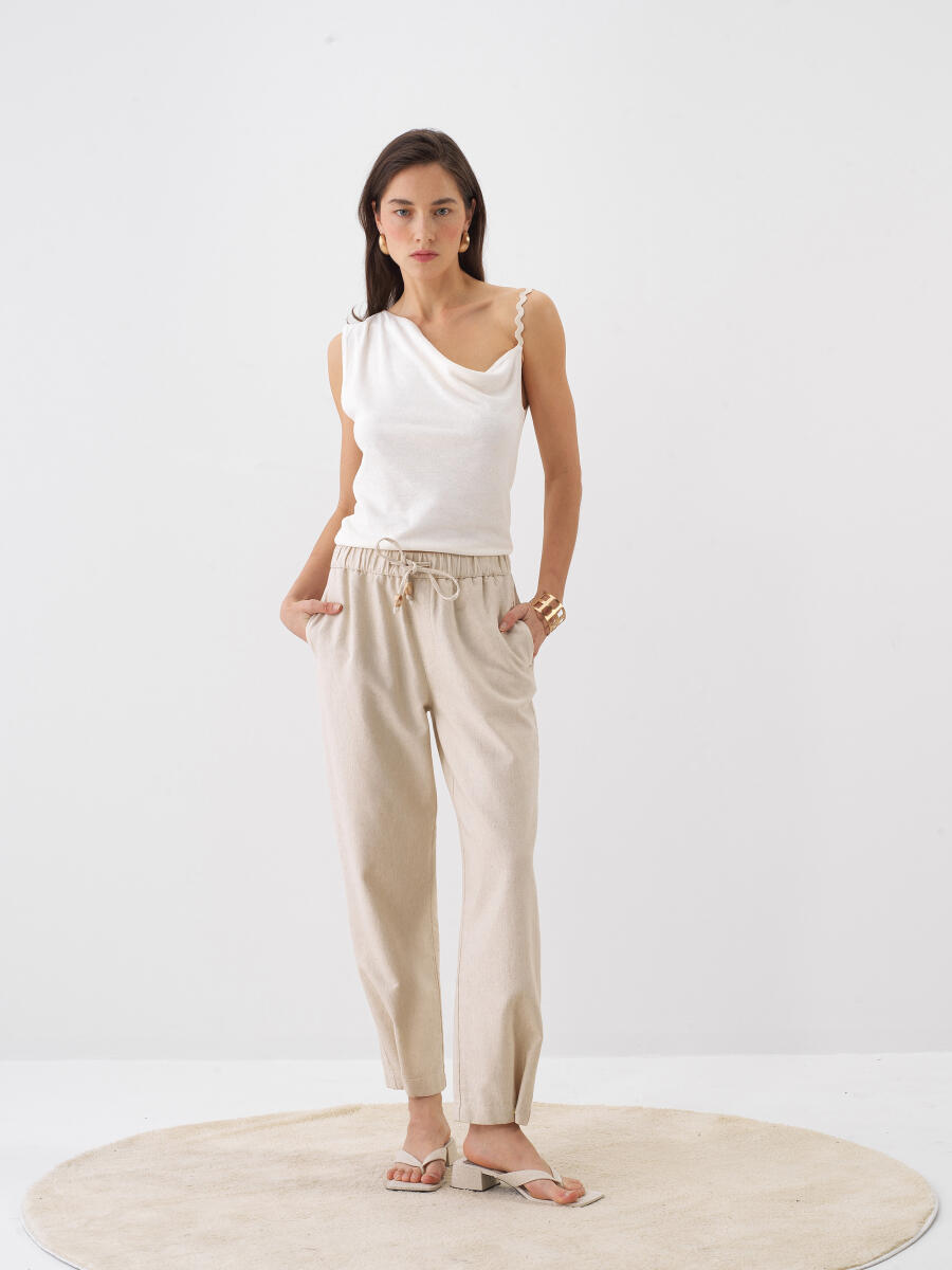 Natural Slim Fit Linen Blouse - 2