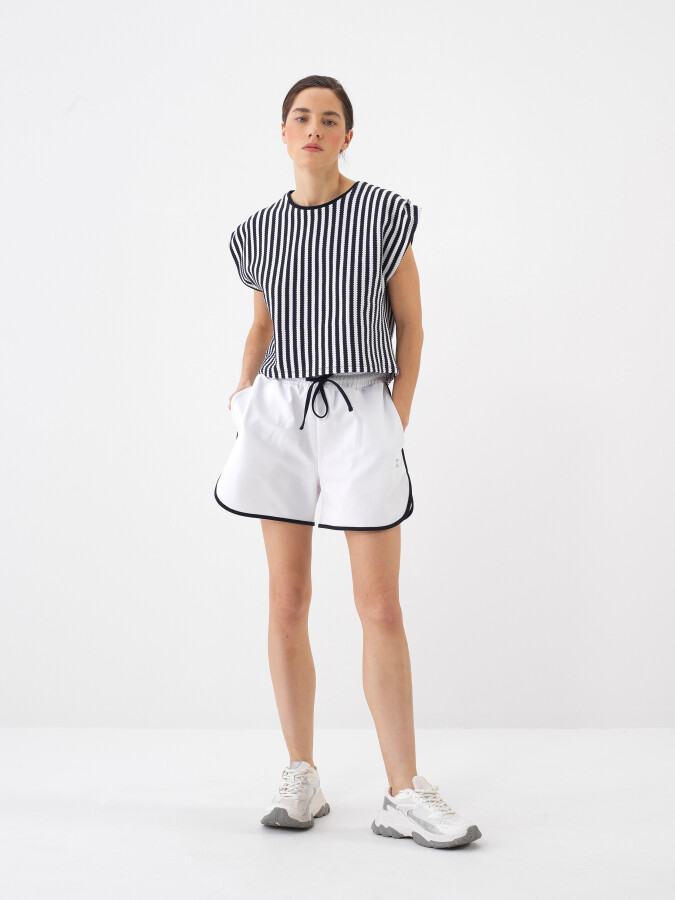 Navy Blue Regular Fit Cotton Blouse - 2