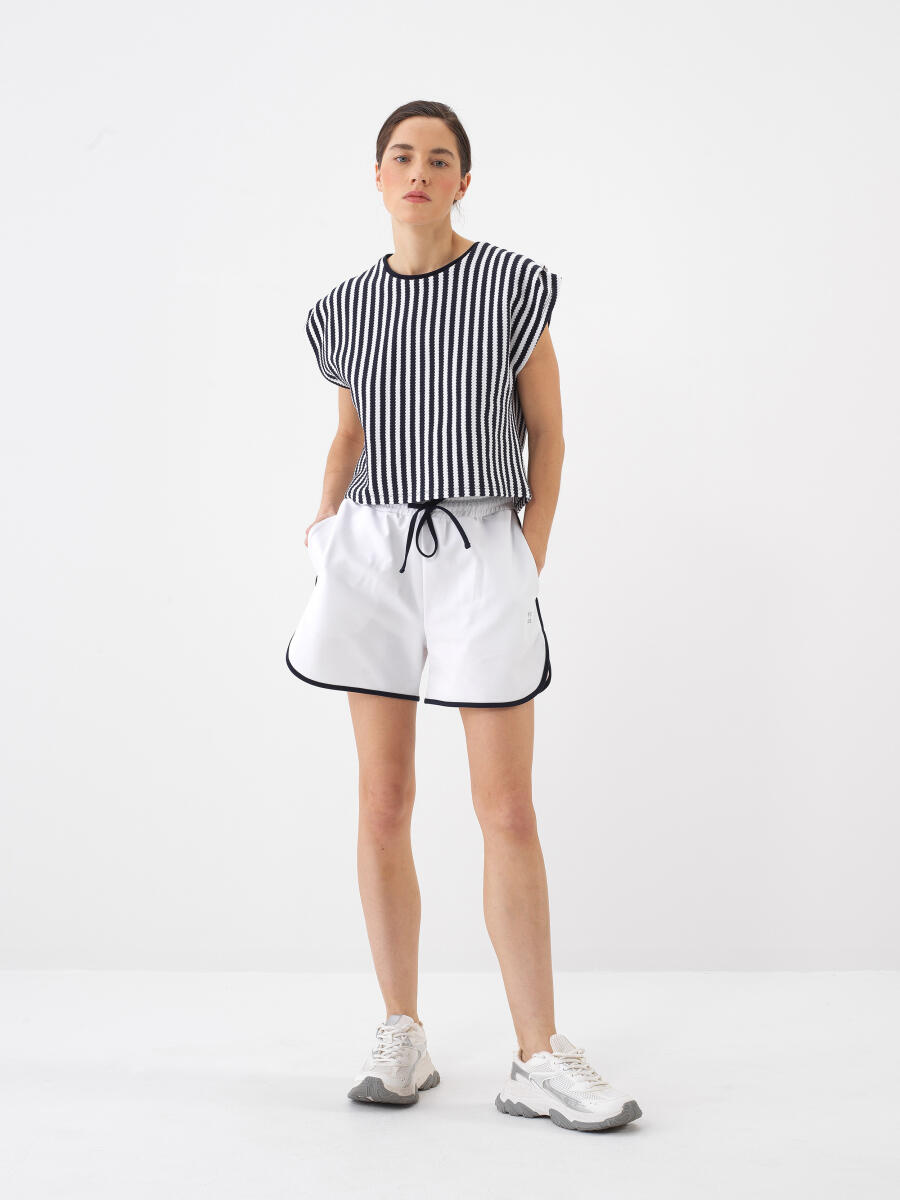 Navy Blue Regular Fit Cotton Blouse - 2