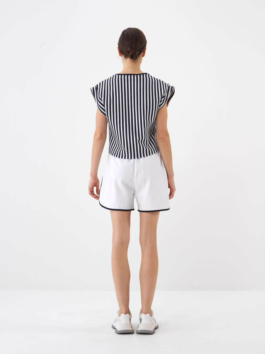 Navy Blue Regular Fit Cotton Blouse - 5