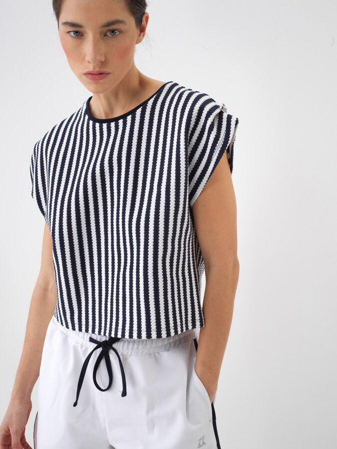 Navy Blue Regular Fit Cotton Blouse - 1