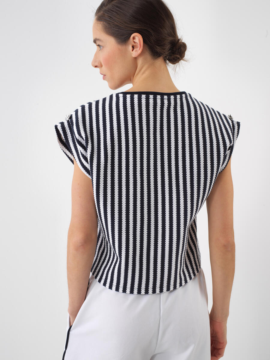 Navy Blue Regular Fit Cotton Blouse - 4