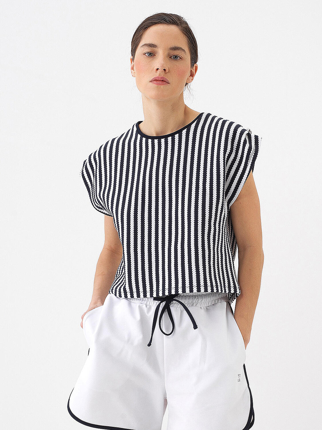 Navy Blue Regular Fit Cotton Blouse - 1