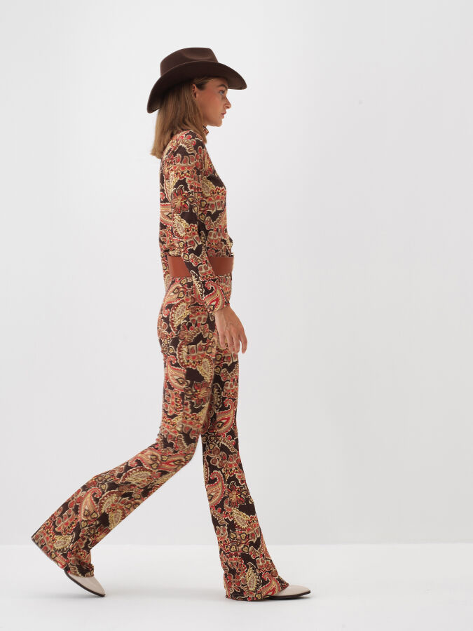 Patterned Shiny Blouse - Xint