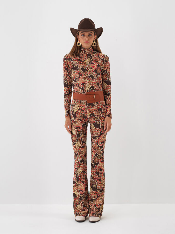 Patterned Shiny Blouse - Xint