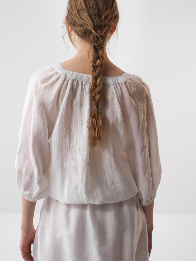 White Oversize Blouse - 4