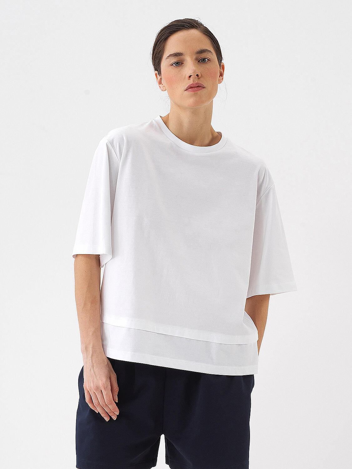 White Oversize Cotton Blouse - 1
