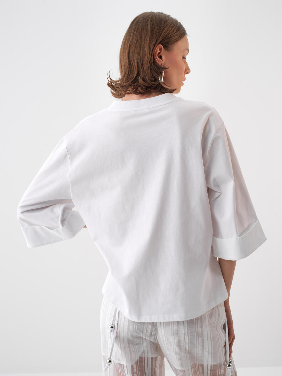 White Oversize Cotton Blouse - 4