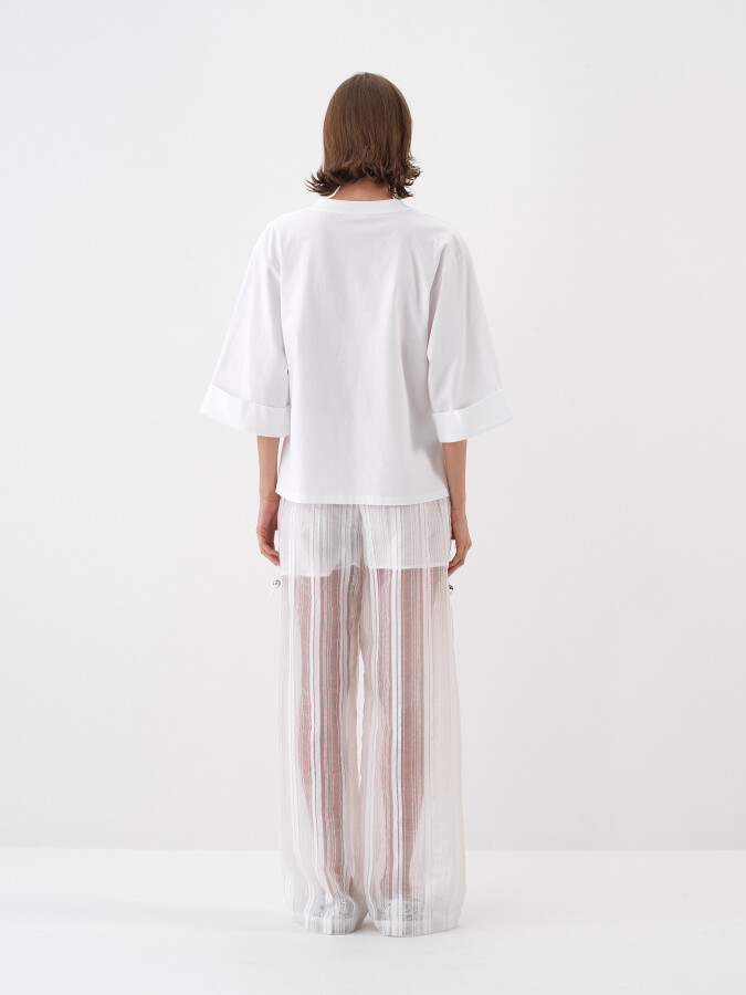 White Oversize Cotton Blouse - 5