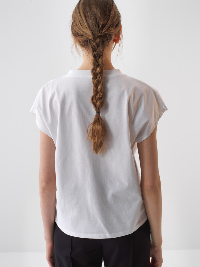 White Oversize Cotton Blouse - 4