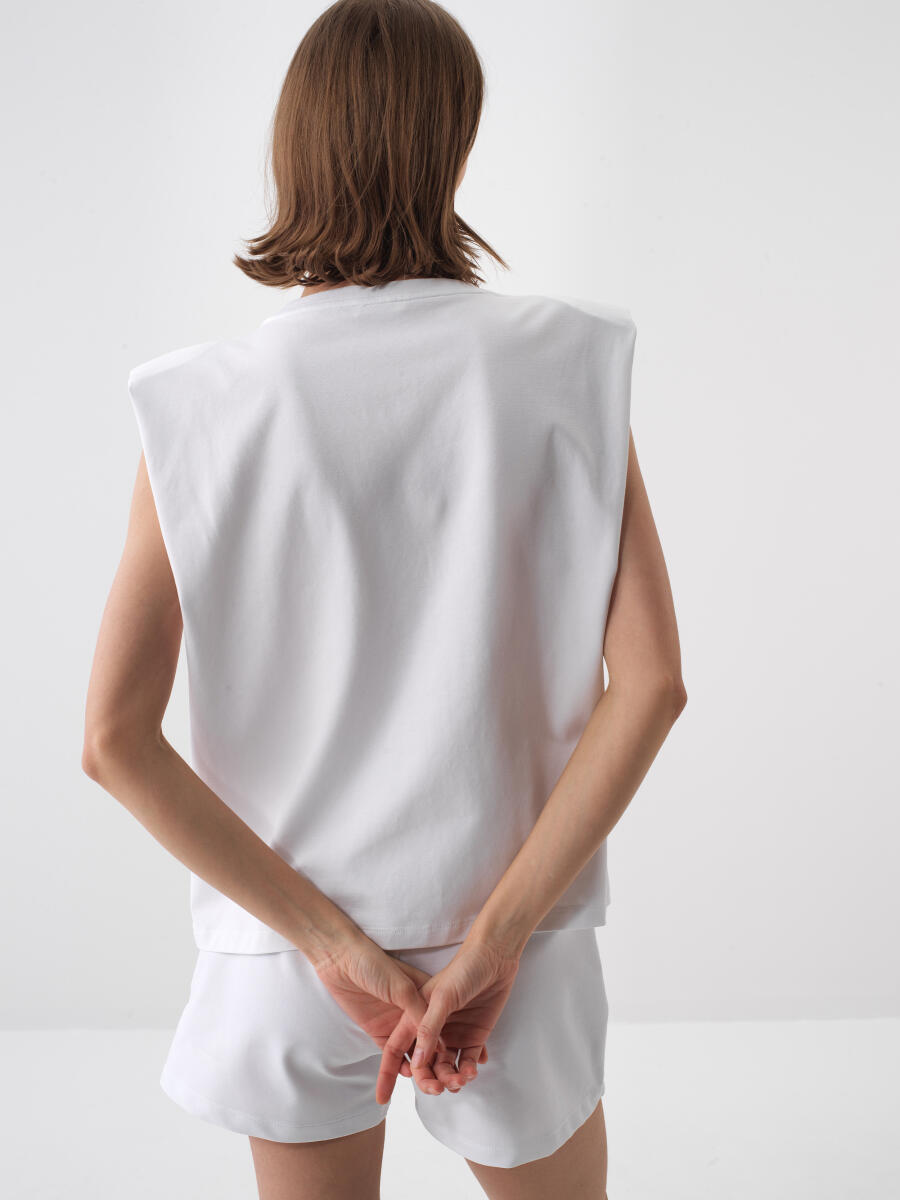 White Oversize Cotton Blouse - 4