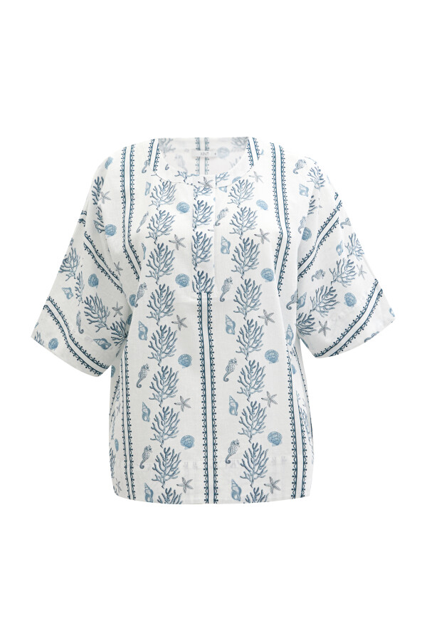 White Oversize Linen Blouse - 6