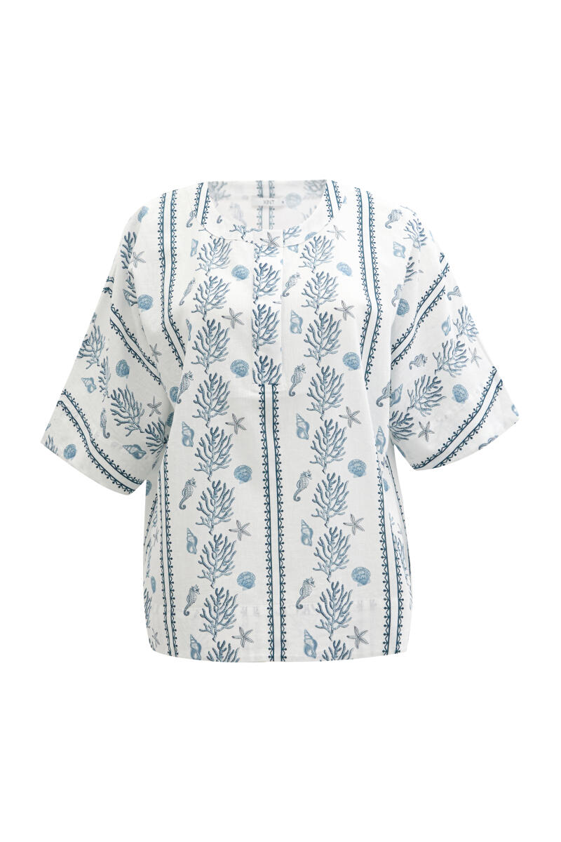 White Oversize Linen Blouse - 6