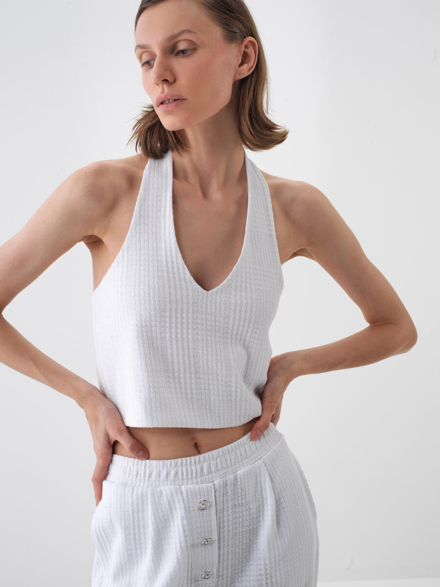 White Regular Fit Cotton Blouse - 1