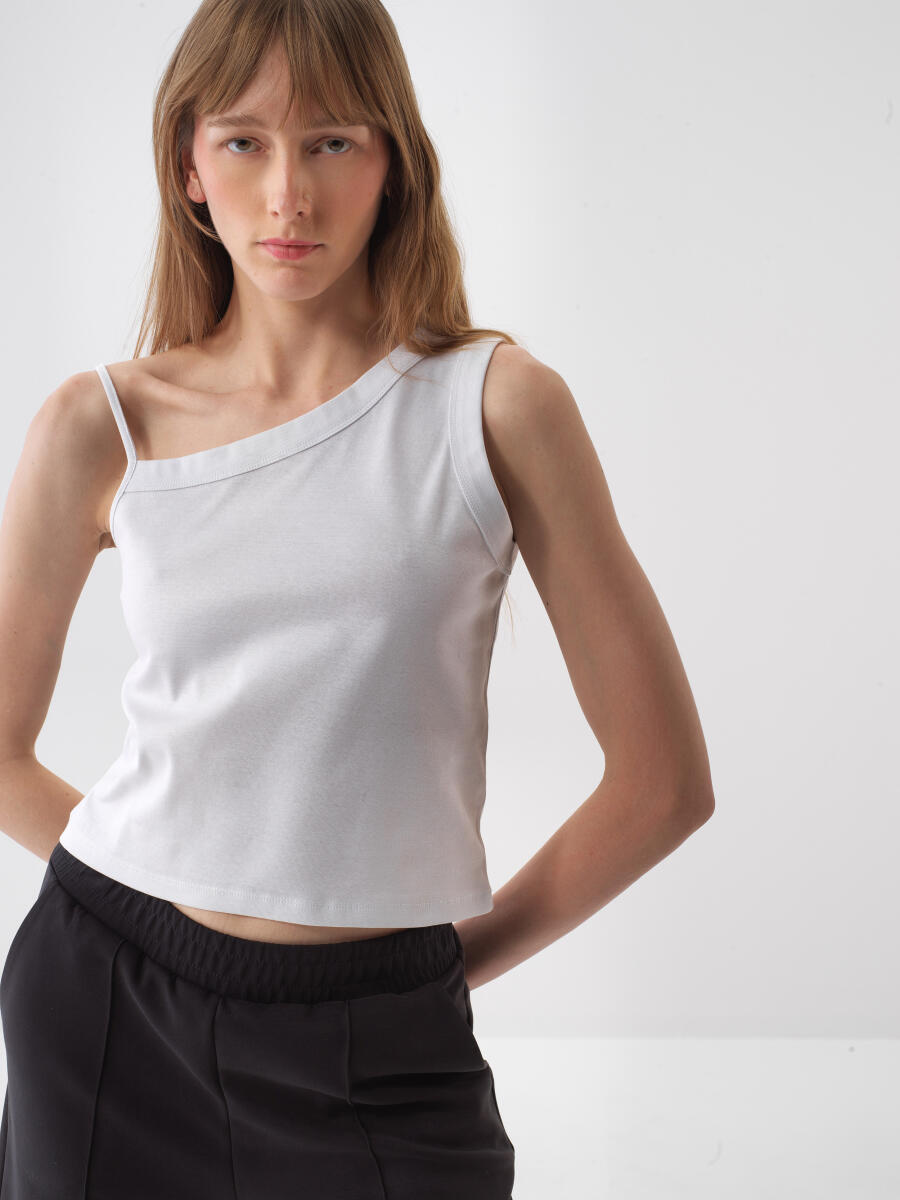 White Regular Fit Cotton Blouse - 1