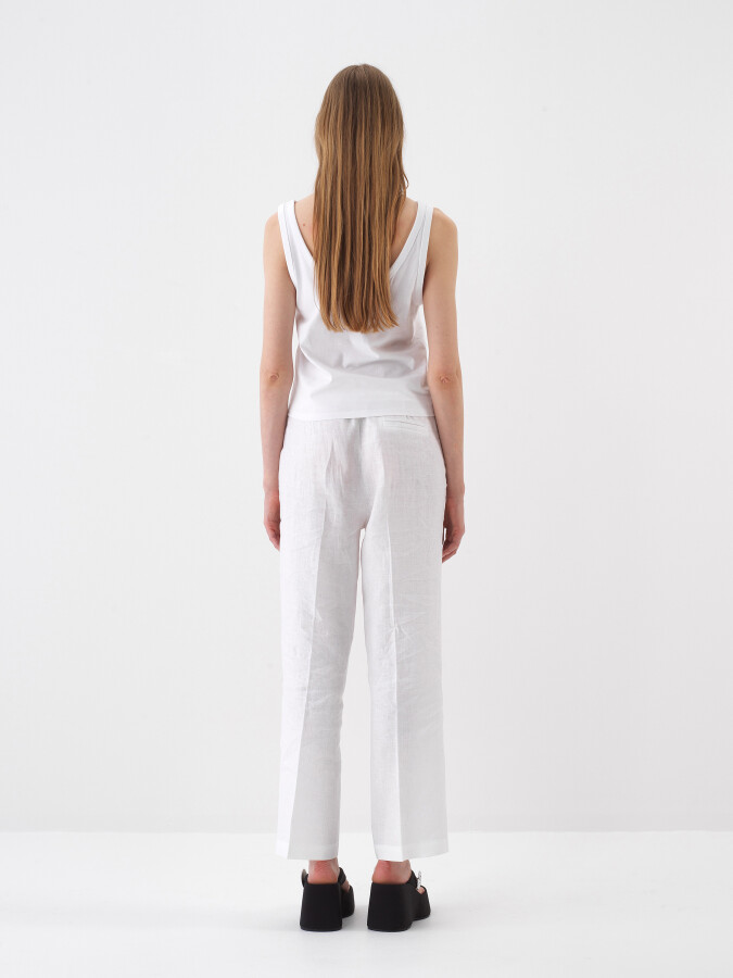 White Regular Fit Cotton Blouse - 5