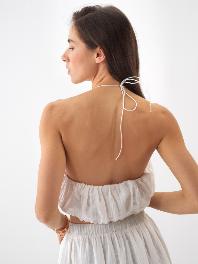 White Regular Fit Cotton Blouse - 4