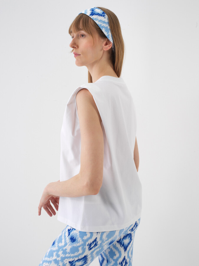 White Regular Fit Linen Blouse - 3