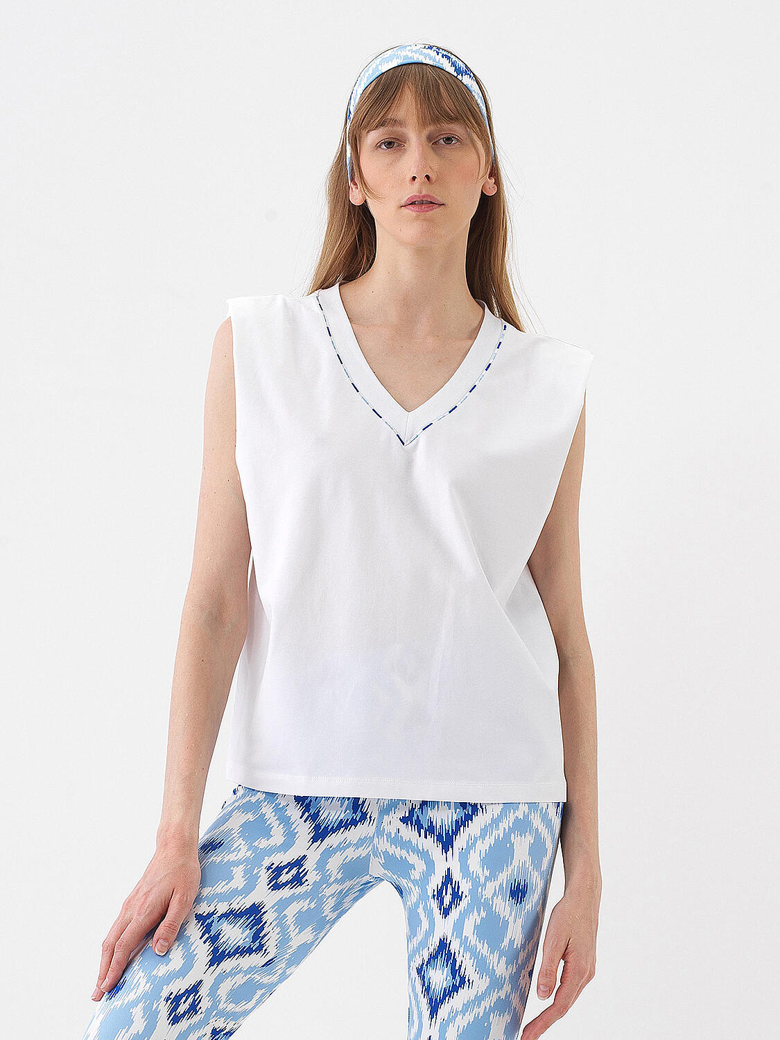 White Regular Fit Linen Blouse - 1