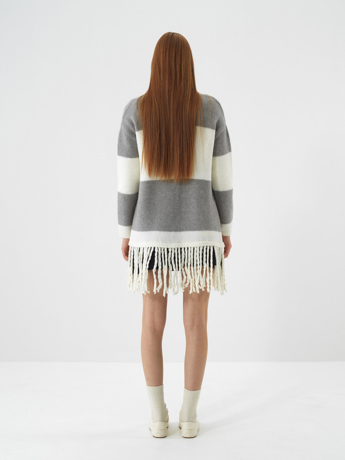 Ecru Soft Texture Oversized Cardigan - Xint