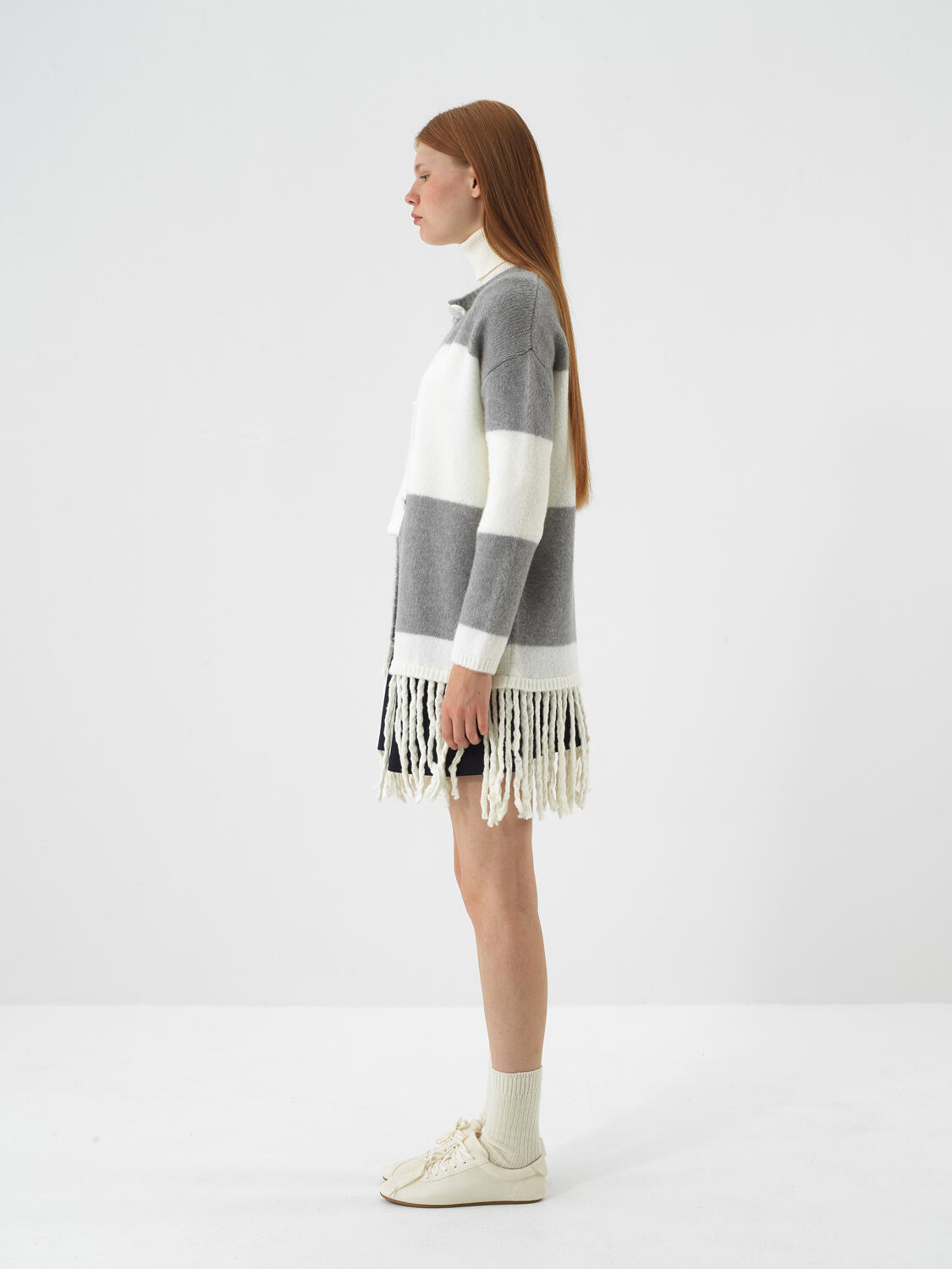 Ecru Soft Texture Oversized Cardigan - 3