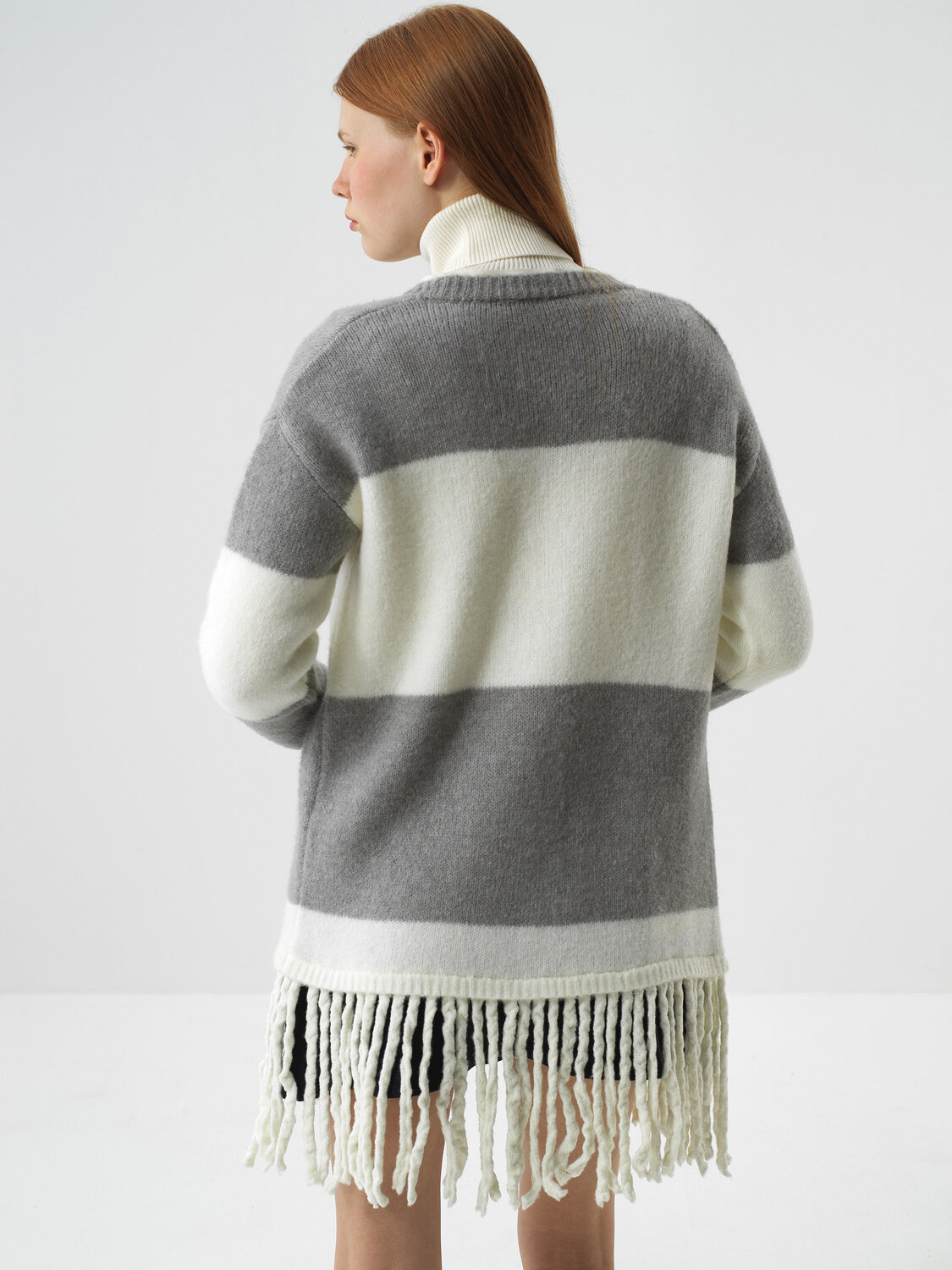 Ecru Soft Texture Oversized Cardigan - Xint