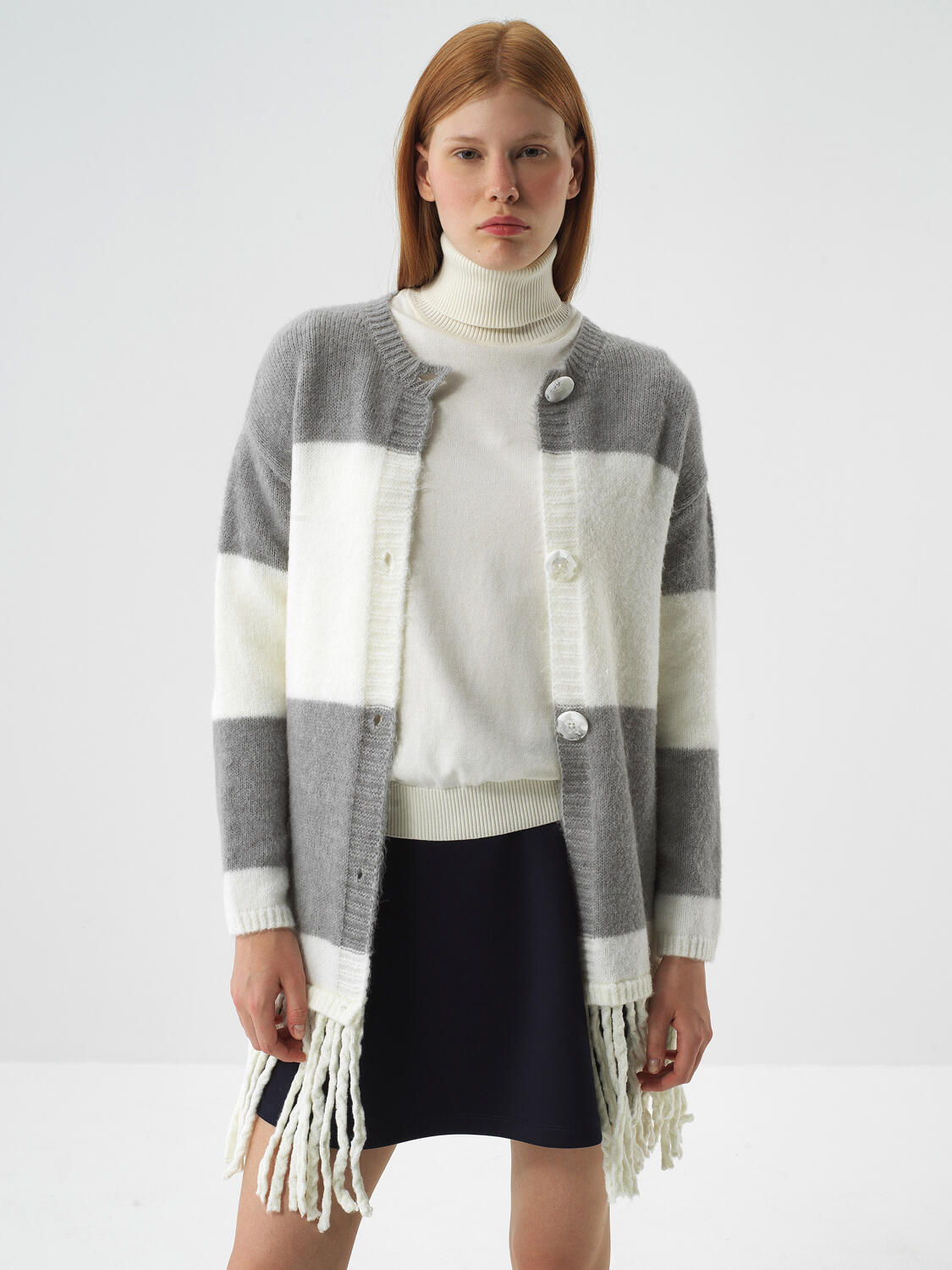 Ecru Soft Texture Oversized Cardigan