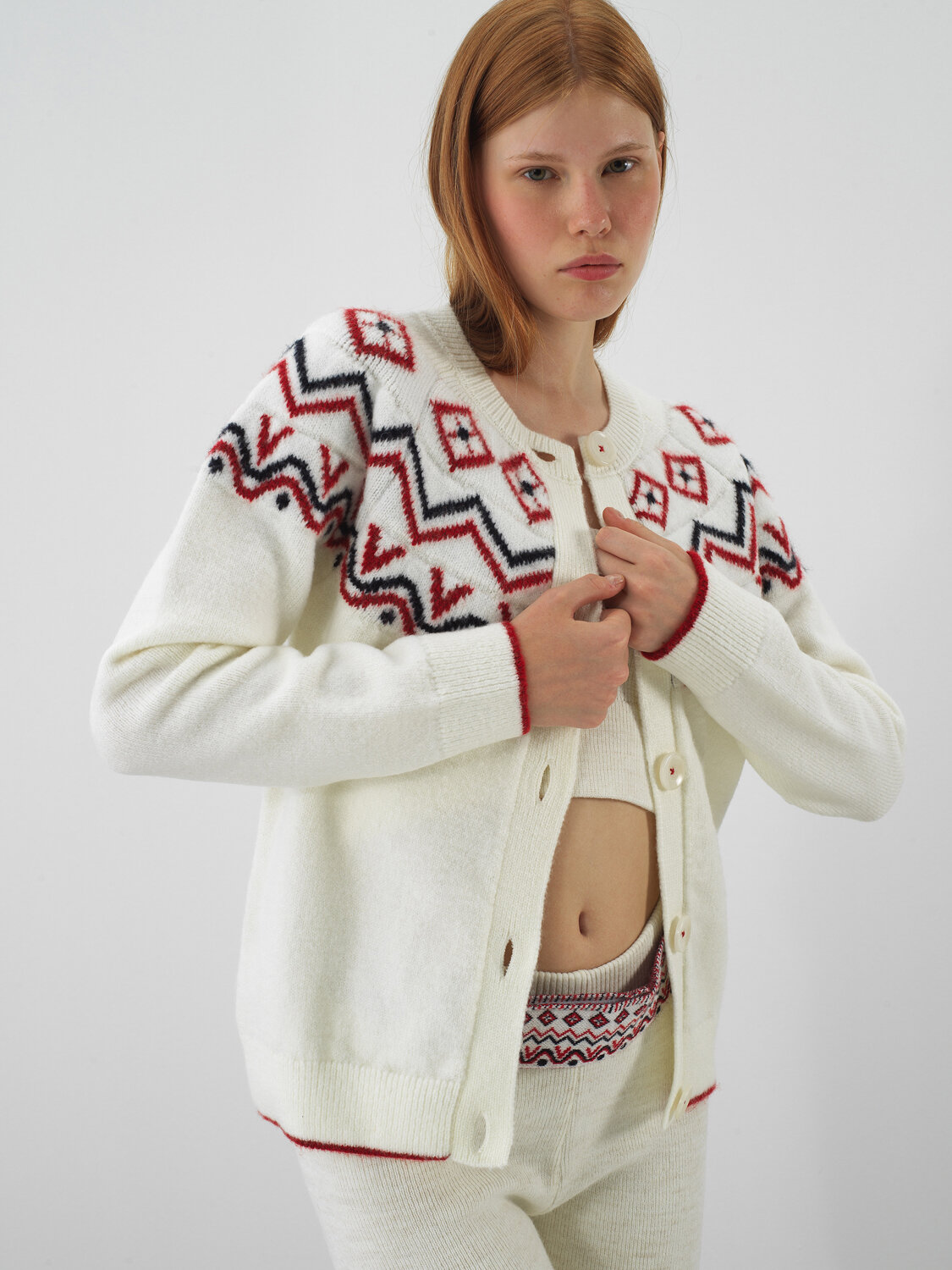 Ecru Soft Texture Oversized Cardigan - Xint