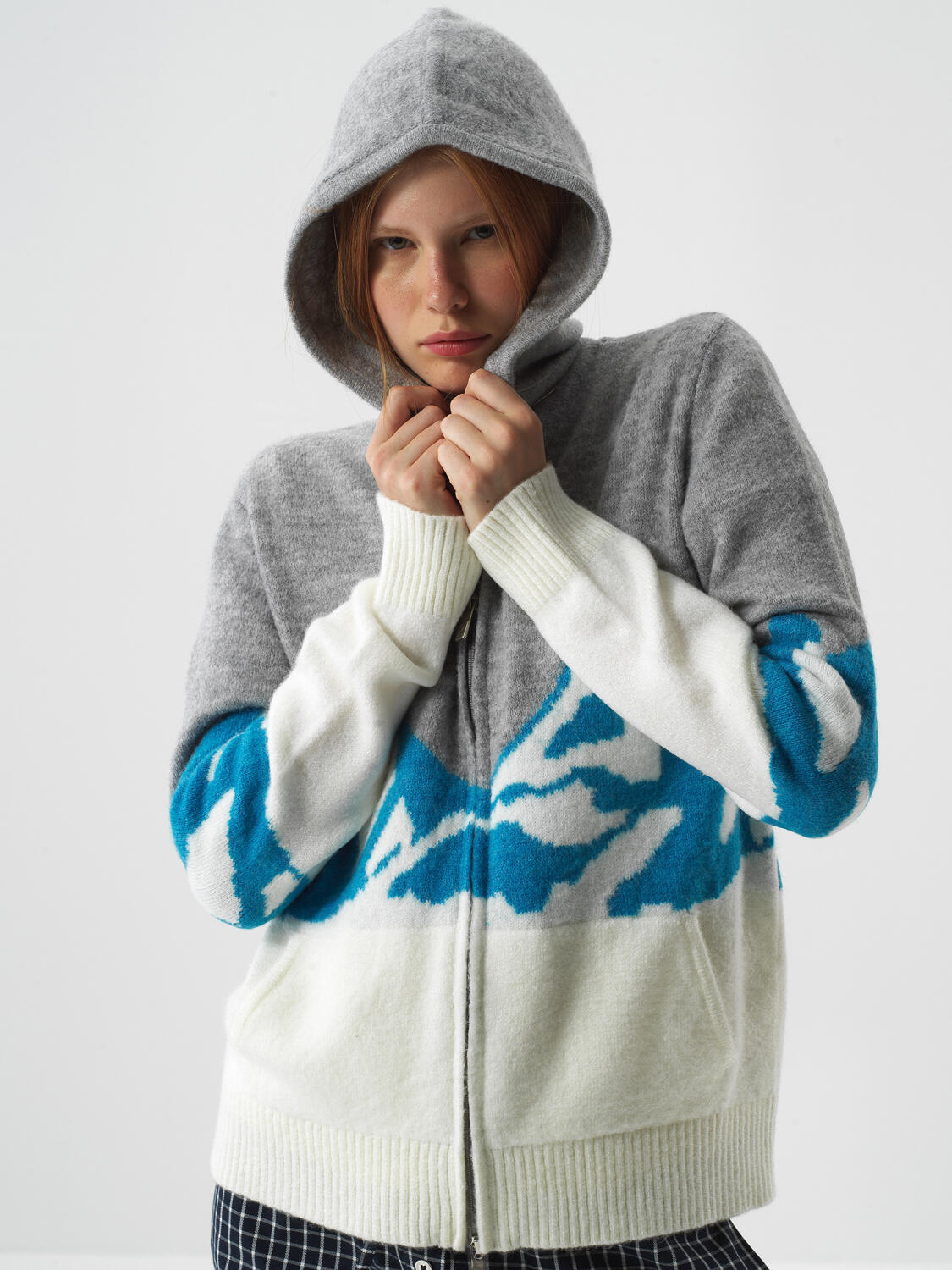 Gray Soft Textured Oversized Cardigan