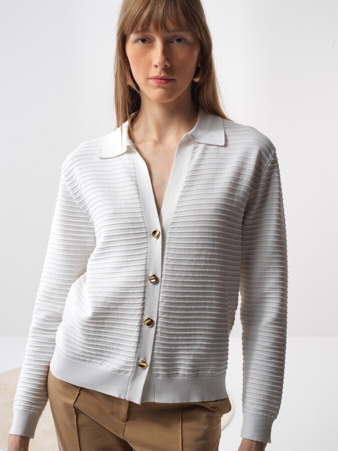 White Oversize Cardigan - 1