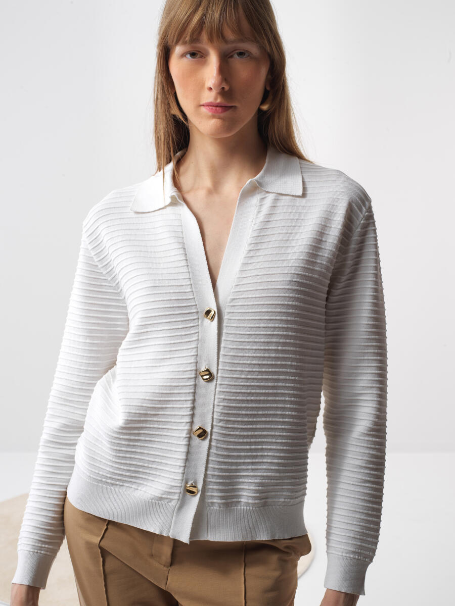 White Oversize Cardigan - 1