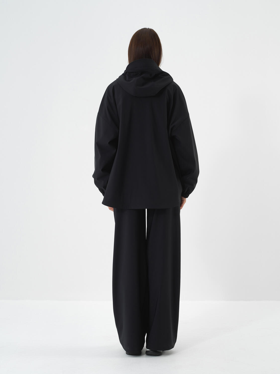 Black Flexible Textured Oversize Coat - 5