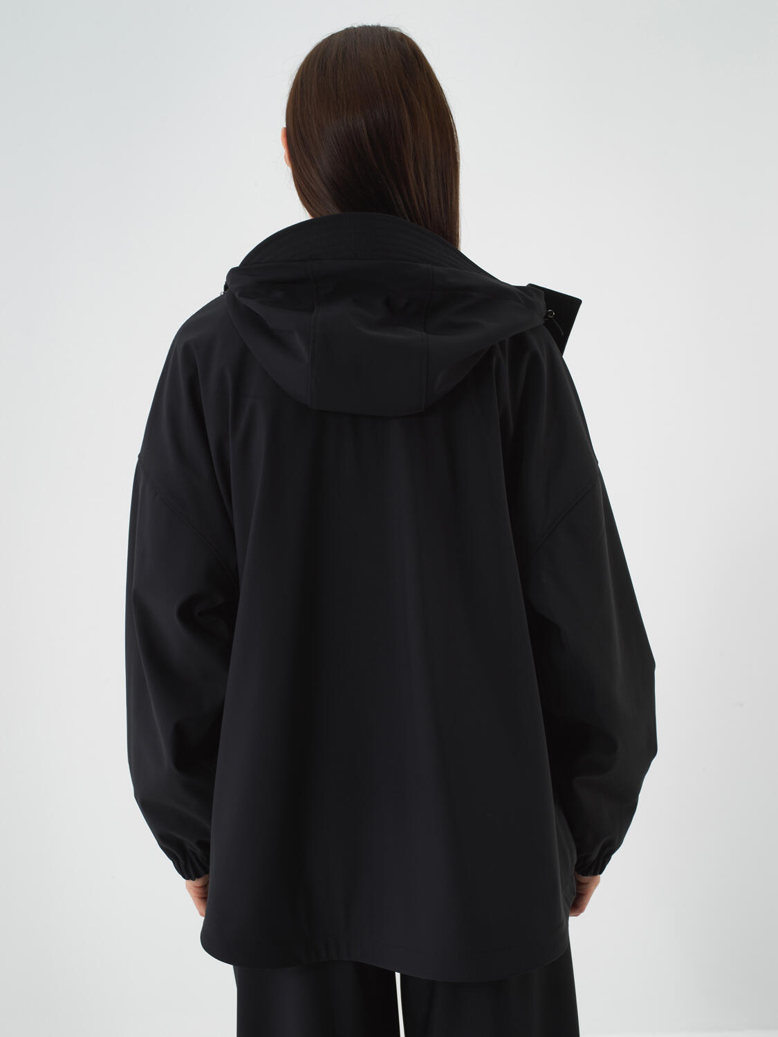 Black Flexible Textured Oversize Coat - 4