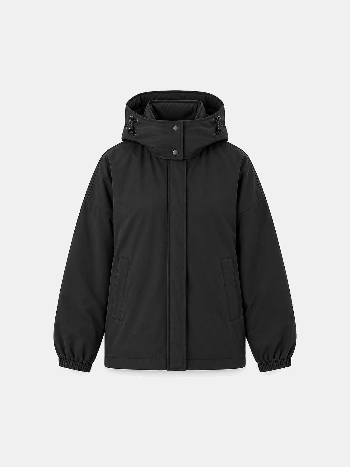 Black Flexible Textured Oversize Coat - 1