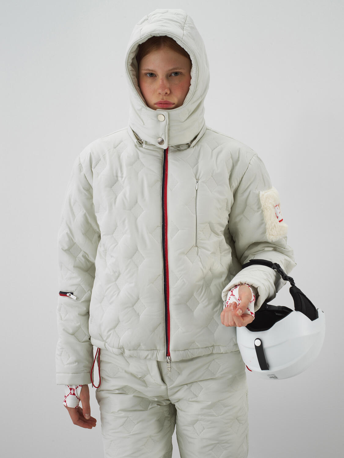 Ecru Quilted Textured Oversize Coat