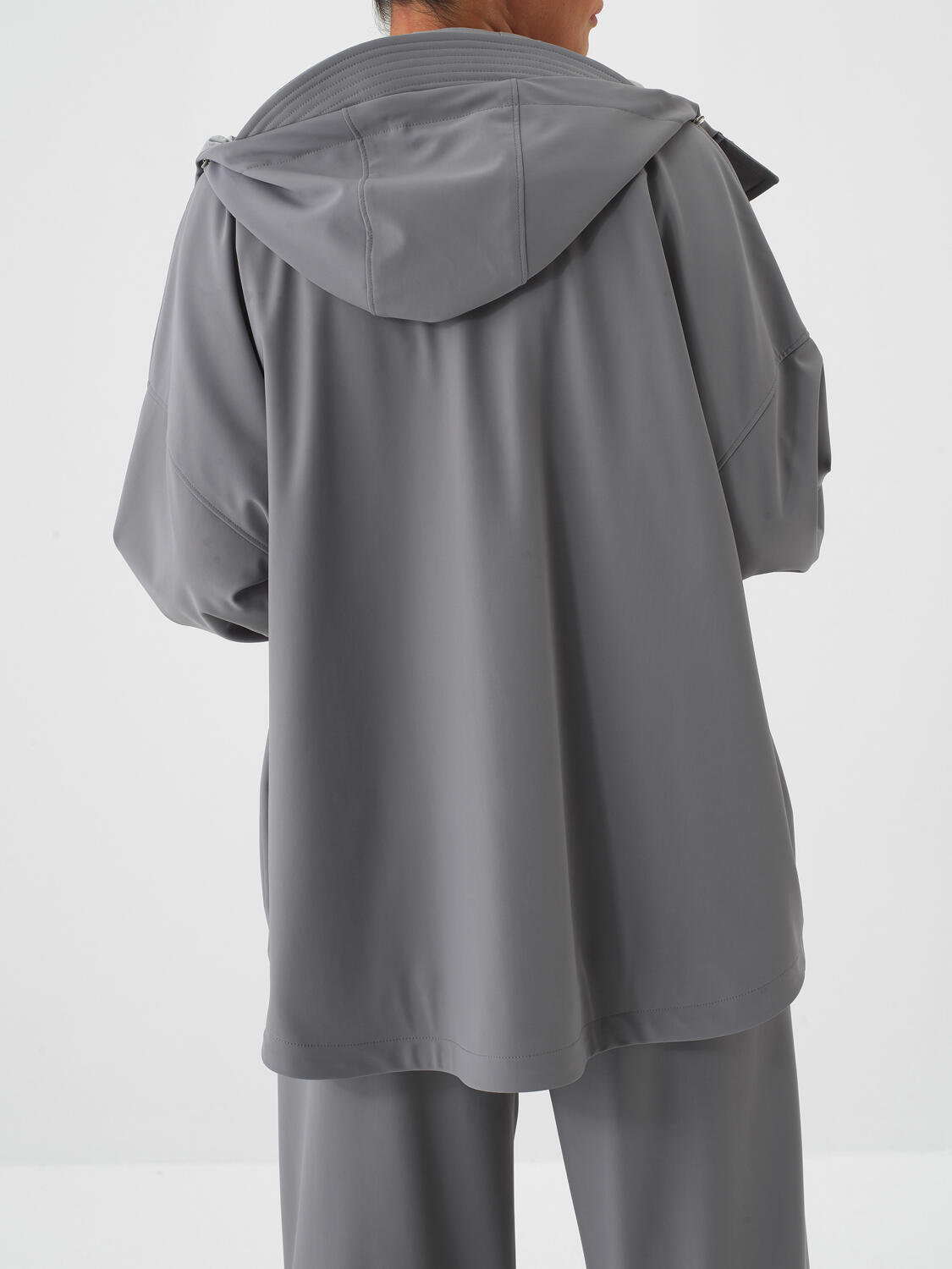 Gray Flexible Textured Oversize Coat - 2