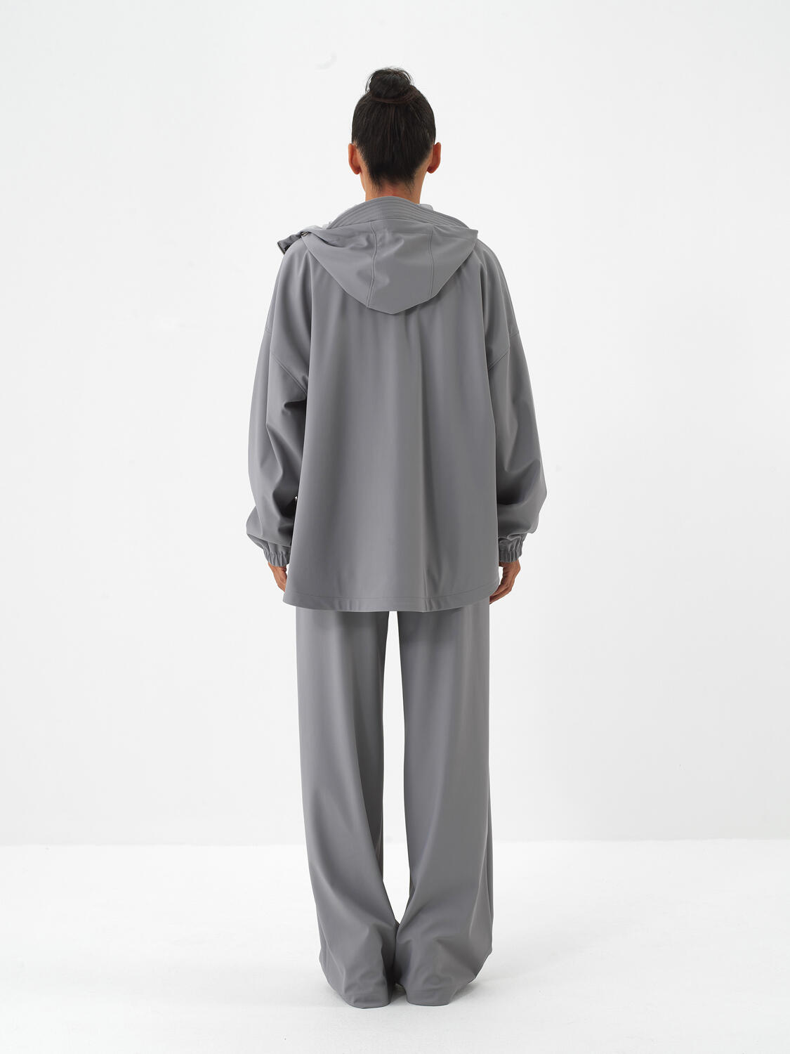 Gray Flexible Textured Oversize Coat - 3